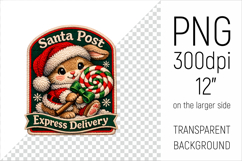 Cute Christmas Bunny Patch-style Illustration. Perfect for Christmas-themed creations, apparel and mugs to greeting cards, stickers, gift tags, and more.