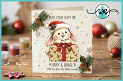 Cute Christmas Bunny Wrapping Gift PNG Printable Clipart Product Image 3