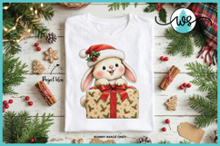 Cute Christmas Bunny Wrapping Gift PNG Printable Clipart Product Image 4