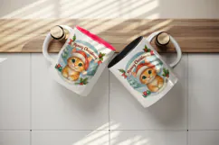 Cute Christmas cat tumbler, mug wrap clipart sublimation png Product Image 3