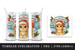 Cute Christmas cat tumbler, mug wrap clipart sublimation png Product Image 4