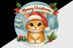 Cute Christmas cat tumbler, mug wrap clipart sublimation png Product Image 2