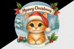 Cute Christmas cat tumbler, mug wrap clipart sublimation png Product Image 2