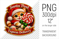 Cute Christmas Cat Patch-style Illustration. Perfect for Christmas-themed creations, apparel and mugs to greeting cards, stickers, gift tags, and more.