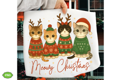 Cute Christmas Cats Wall Art PNG, Christmas Cat PNG, Meowy Product Image 2