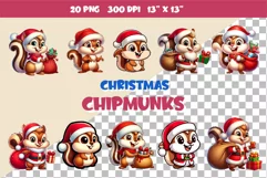 Cute Christmas Chipmunks. Clipart, PNG. Product Image 2