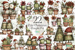 Cute Christmas Couple Pot Clipart Bundle Product Image 1