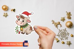 Cute Christmas Cow Sticker, Adorable Christmas Cow Decal Product Image 1