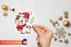 Cute Christmas Cow Sticker, Adorable Christmas Cow Decal Product Image 1