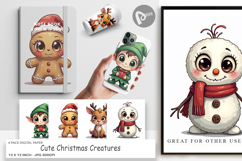 Cute Christmas Creatures Digital Paper Product Image 1