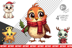 Cute Christmas Creatures Clipart Product Image 1