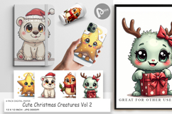 Cute Christmas Creatures Digital Paper Product Image 1