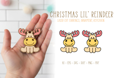 Christmas Deer Earrings Laser Cut SVG Template, Ornament SVG Product Image 1