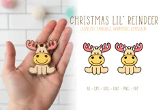 Christmas Deer Earrings Laser Cut SVG Template, Ornament SVG Product Image 1