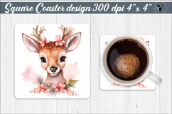 Coaster sublimation | Cute Christmas Deer Product Image 1