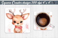 Coaster sublimation | Cute Christmas Deer Product Image 1