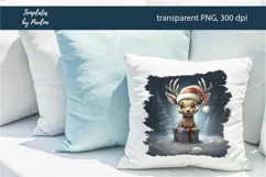Cute Christmas Deer Sublimation Pillow Design PNG