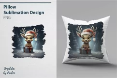 Cute Christmas Deer Sublimation Pillow Design PNG