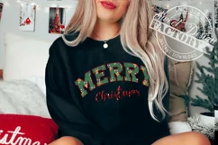Merry Christmas sublimation, faux embroidery Christmas png Product Image 5