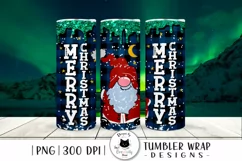 christmas design saying merry christmas with cute santa illustration shown on tumblers