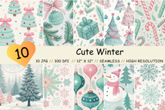 Cute Christmas Digital Paper, Cute Winter Pattern
