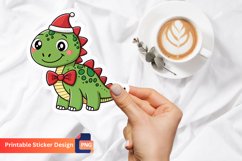Cute Christmas Dinosaur Sticker, Christmas Dinosaur Decor Product Image 1
