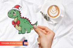 Cute Christmas Dinosaur Sticker, Christmas Dinosaur Decor Product Image 1