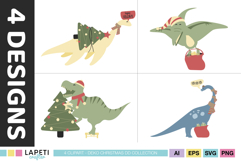 Christmas dinosaur characters for handmade greetings