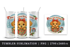 Cute Christmas dog tumbler, mug wrap clipart sublimation png Product Image 4