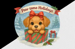 Cute Christmas dog tumbler, mug wrap clipart sublimation png Product Image 2