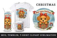 Cute Christmas dog tumbler, mug wrap clipart sublimation png Product Image 1