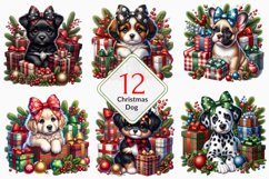 Cute Christmas Dog clipart, Dog Sublimation bundle Product Image 1