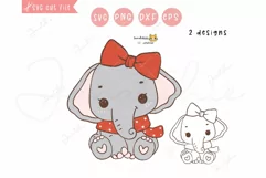Elephant Christmas with Bow SVG | Baby Winter PNG Product Image 1