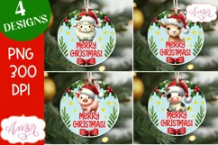 Cute Christmas farm animals ornament PNG sublimation Product Image 1