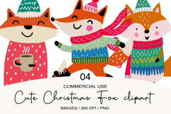 Cute Christmas Fox clipart Product Image 1