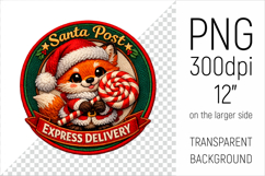 Cute Christmas Fox Patch-style Illustration. Perfect for Christmas-themed creations, apparel and mugs to greeting cards, stickers, gift tags, and more.