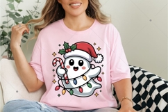 Cute Christmas ghost candy Cane PNG, Merry Christmas png Product Image 6