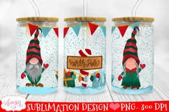 Cute Christmas Gnomes Glass Wrap PNG for Sublimation Product Image 1