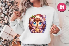 Cute Christmas hedgehog. T-Shirt, PNG. Product Image 3