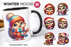 Cute Christmas hedgehog. T-Shirt, PNG. Product Image 4