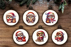 Cute Christmas hedgehog. T-Shirt, PNG. Product Image 5