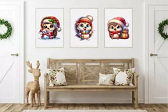 Cute Christmas hedgehog. T-Shirt, PNG. Product Image 6