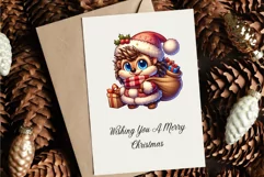 Cute Christmas hedgehog. T-Shirt, PNG. Product Image 7