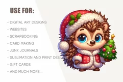 Cute Christmas hedgehog. T-Shirt, PNG. Product Image 8