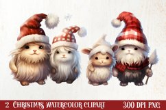 Cute Christmas Highland Cow Clipart, Christmas PNG Product Image 1