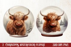 Cute Christmas Highland Cow Clipart, Christmas PNG Product Image 1