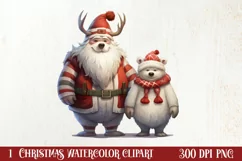 Cute Christmas Highland Cow Clipart, Christmas PNG Product Image 1
