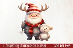 Cute Christmas Highland Cow Clipart, Christmas PNG Product Image 1