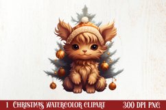 Cute Christmas Highland Cow Clipart, Christmas PNG Product Image 1