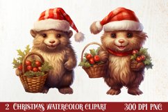 Cute Christmas Highland Cow Clipart, Christmas PNG Product Image 1